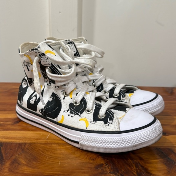 Converse Chuck Taylor All Star Hi Top Animal Print Gorilla Ape Banana Sneakers - Picture 1 of 8